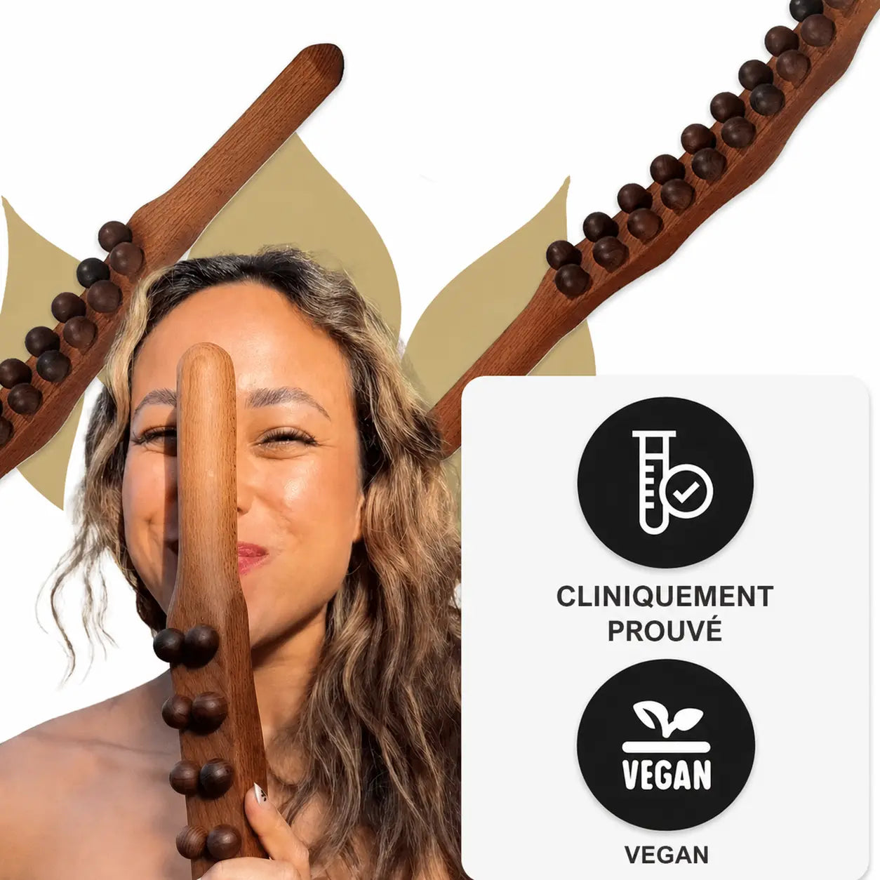Gua Sha en bois Serebella™ pour massage et drainage